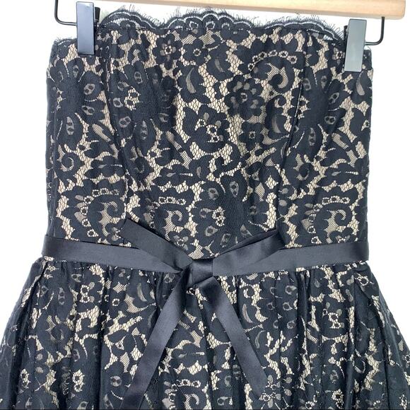 Liberated & Free black strapless knee length lace pleated party dress size 2 - Picture 4 of 6